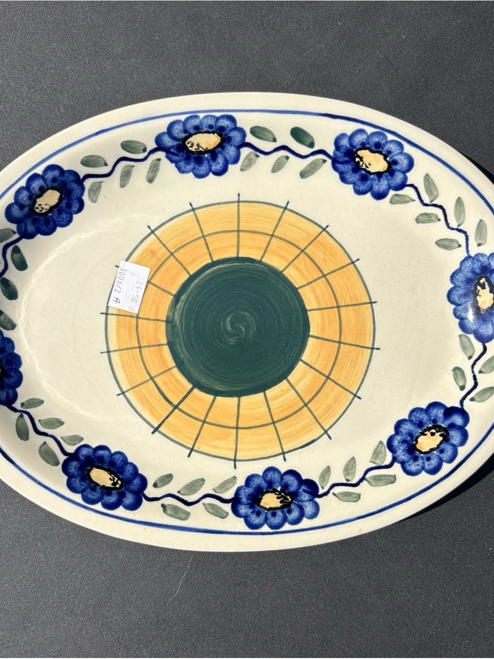 Boleslawiec Hand Painted Polish Pottery Serving Dish Floral Oval Plate 11.5x8.75